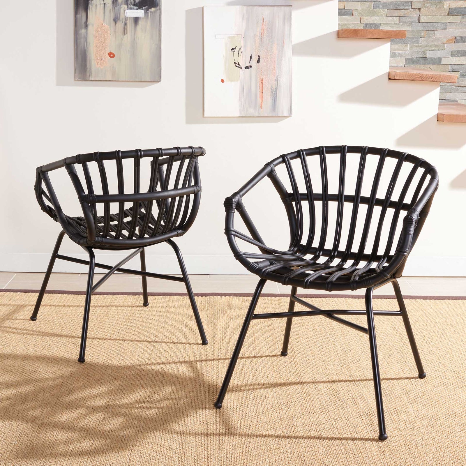 Ava Rattan Dining Chair Black (Set of 2)