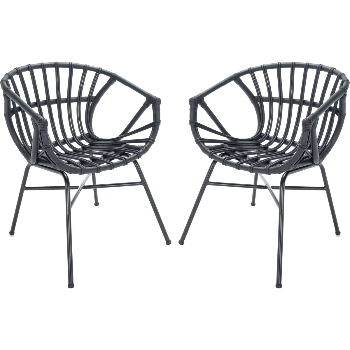 Ava Rattan Dining Chair Black (Set of 2)
