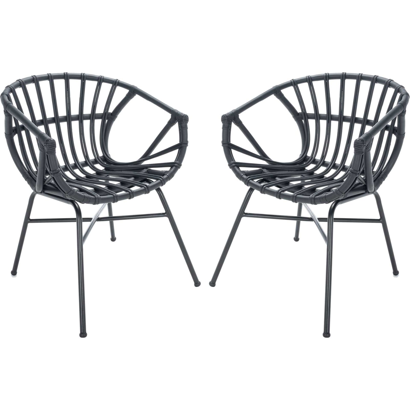 Ava Rattan Dining Chair Black (Set of 2)