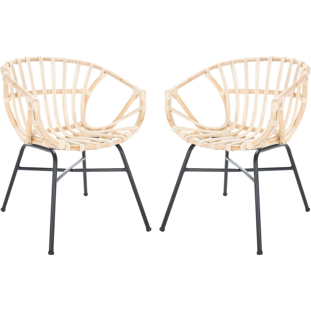 Ava Rattan Dining Chair Natural/Black (Set of 2)