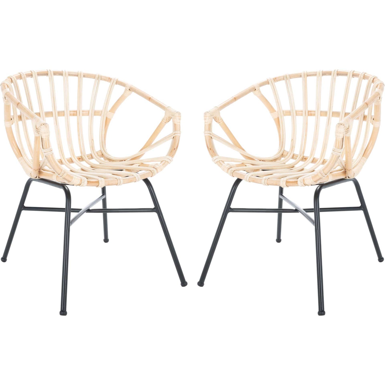 Ava Rattan Dining Chair Natural/Black (Set of 2)