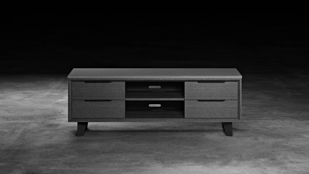 Amsterdam Media Cabinet Concrete/Gray Oak