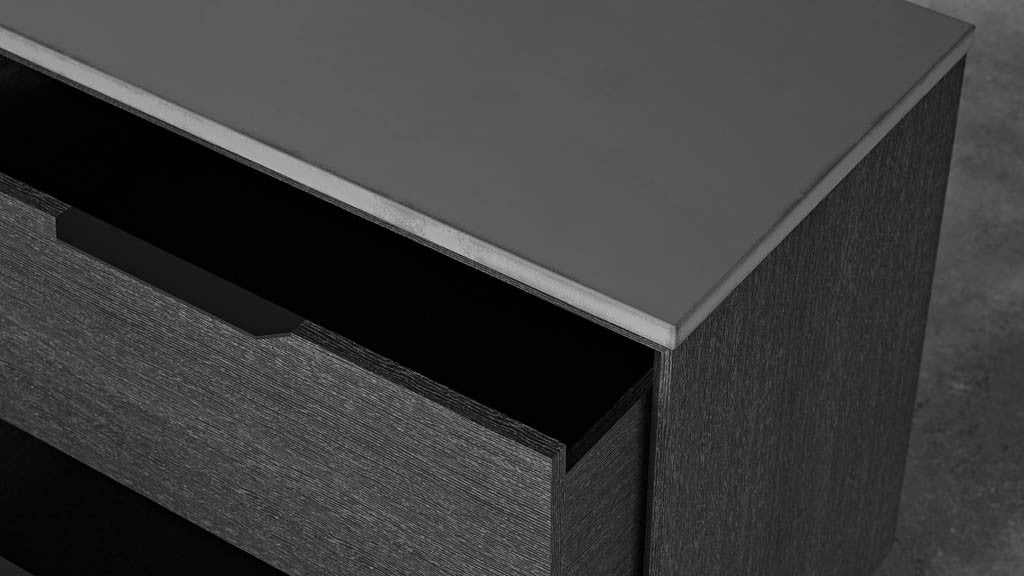 Amsterdam Media Cabinet Concrete/Gray Oak