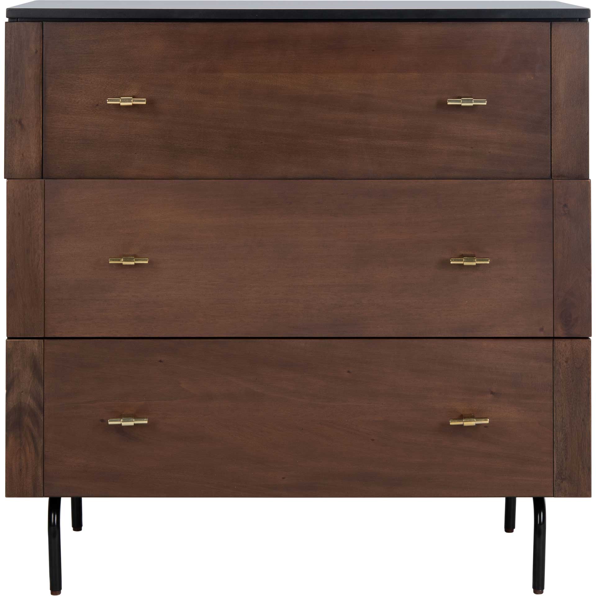 Genevieve 3 Drawer Dresser Black/Walnut - Safavieh Genevieve 3 Drawer Dresser Black/Walnut - Safavieh