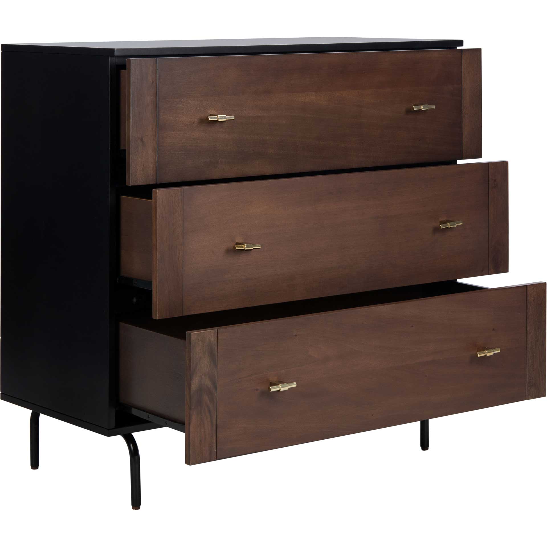 Genevieve 3 Drawer Dresser Black/Walnut - Safavieh Genevieve 3 Drawer Dresser Black/Walnut - Safavieh