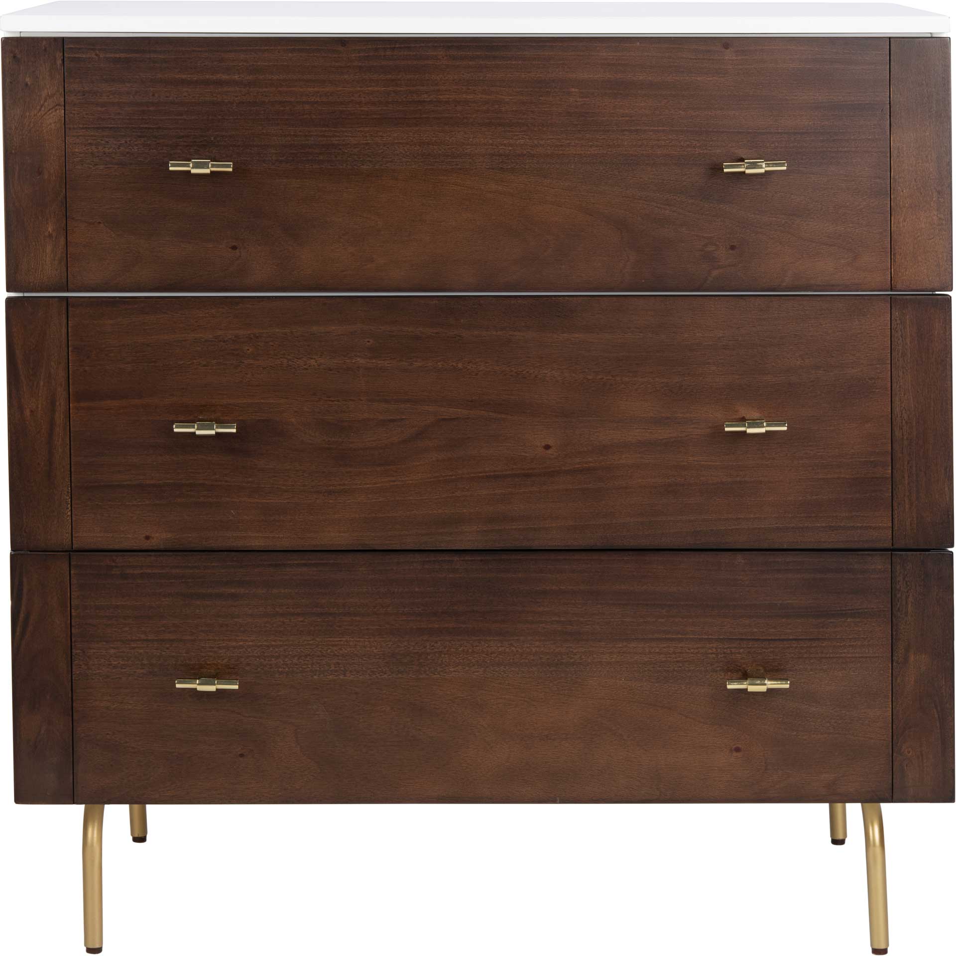 Safavieh Genevieve 3-Drawer Dresser, White/Walnut Safavieh Genevieve 3-Drawer Dresser, White/Walnut