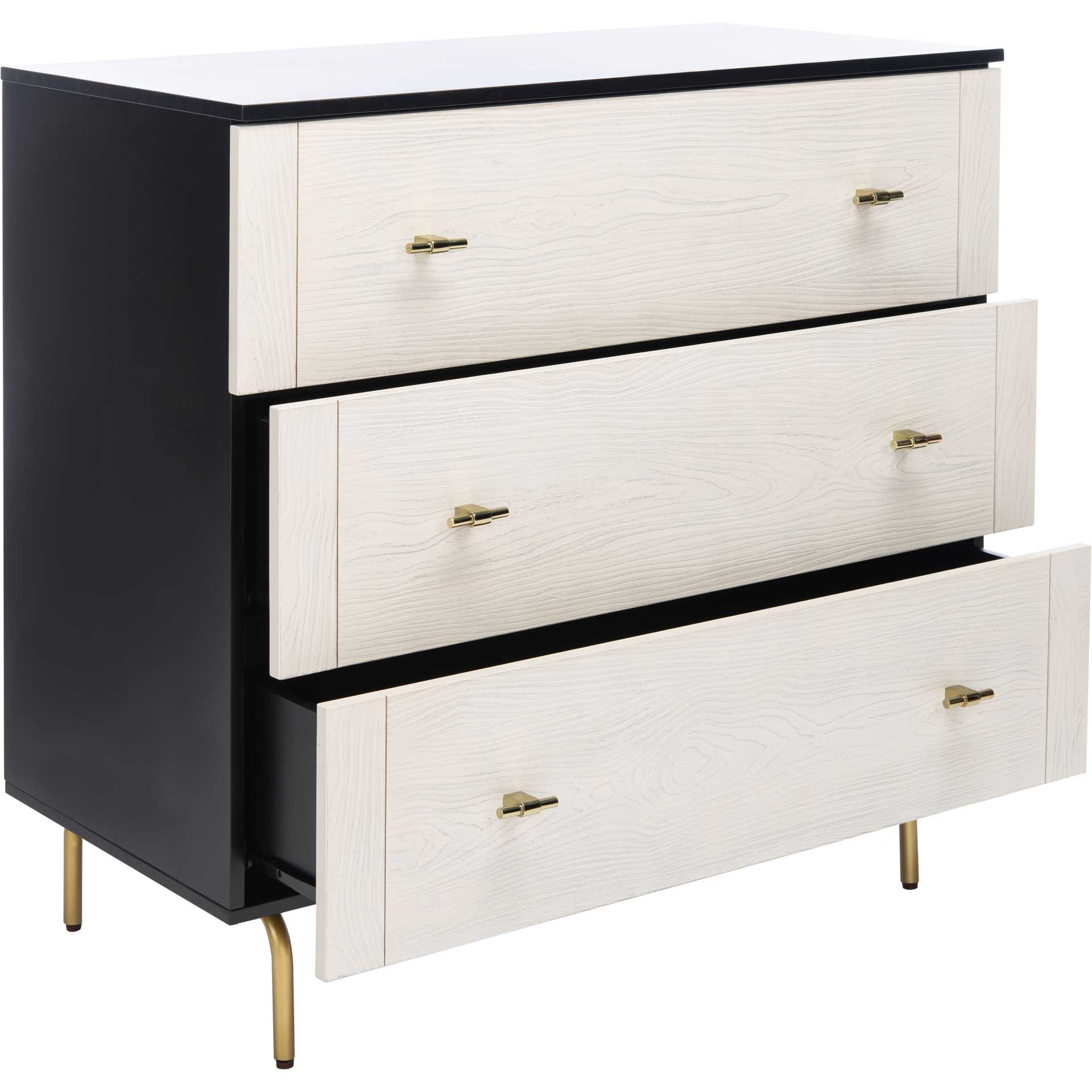 Gemma 3 Drawer Dresser Black/White Washed Gemma 3 Drawer Dresser Black/White Washed