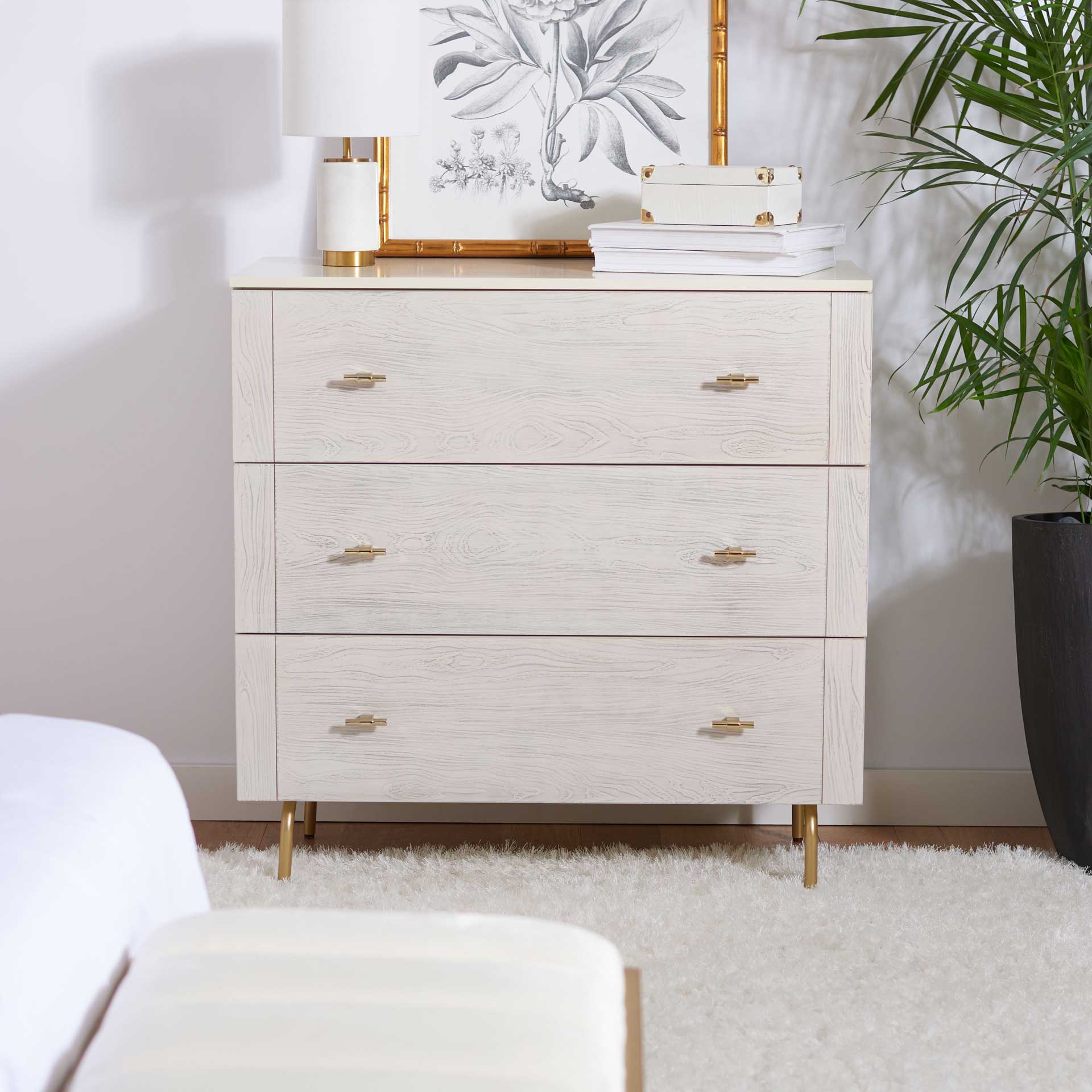 Safavieh Genevieve 3 Drawer Dresser - Cream/White Washed Safavieh Genevieve 3 Drawer Dresser - Cream/White Washed