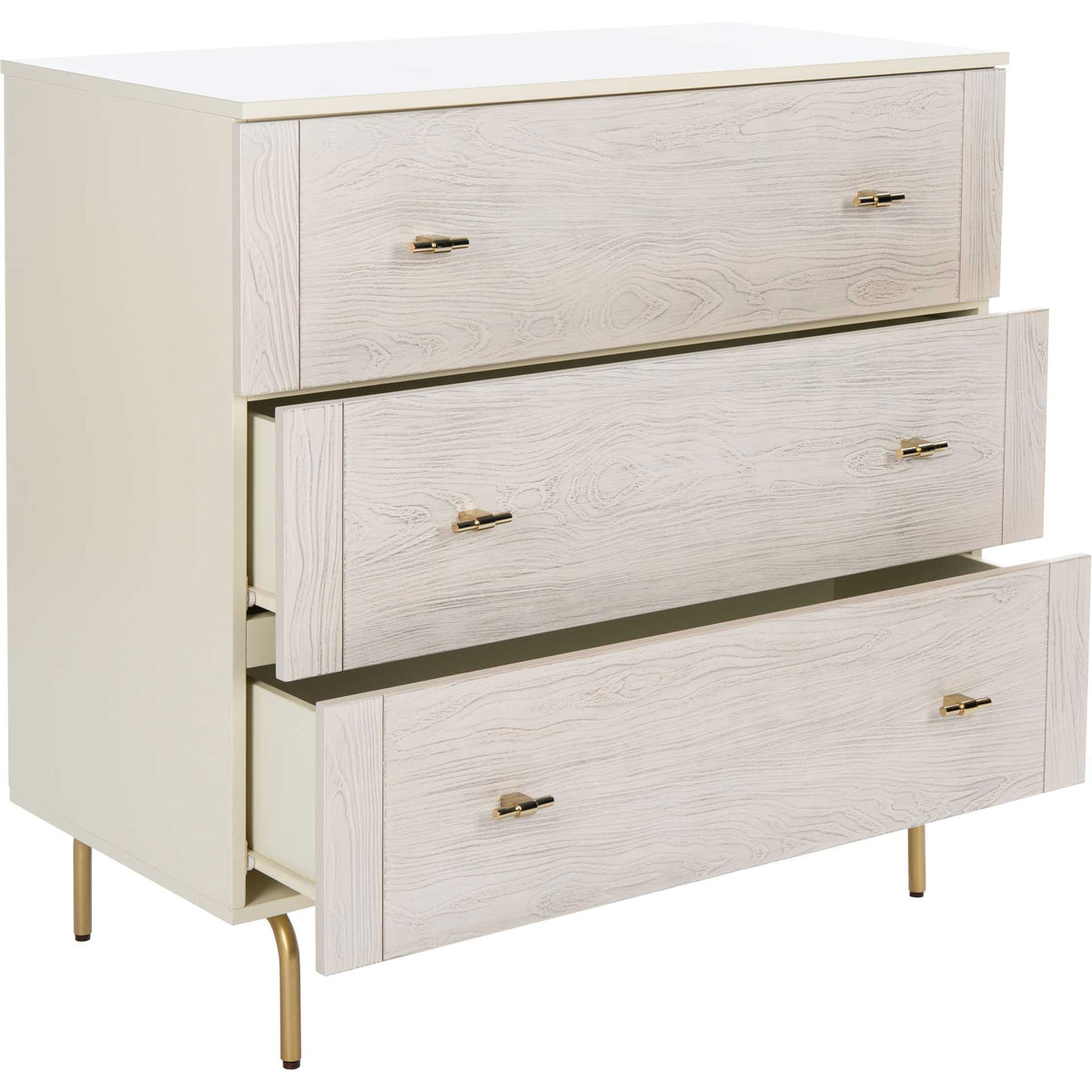 Gemma 3 Drawer Dresser Cream/White Washed