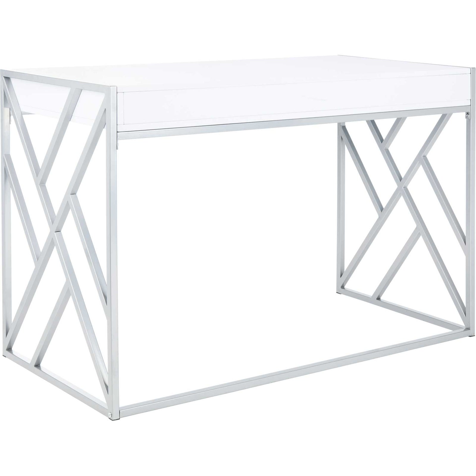 Elias 1 Drawer Desk White/Silver