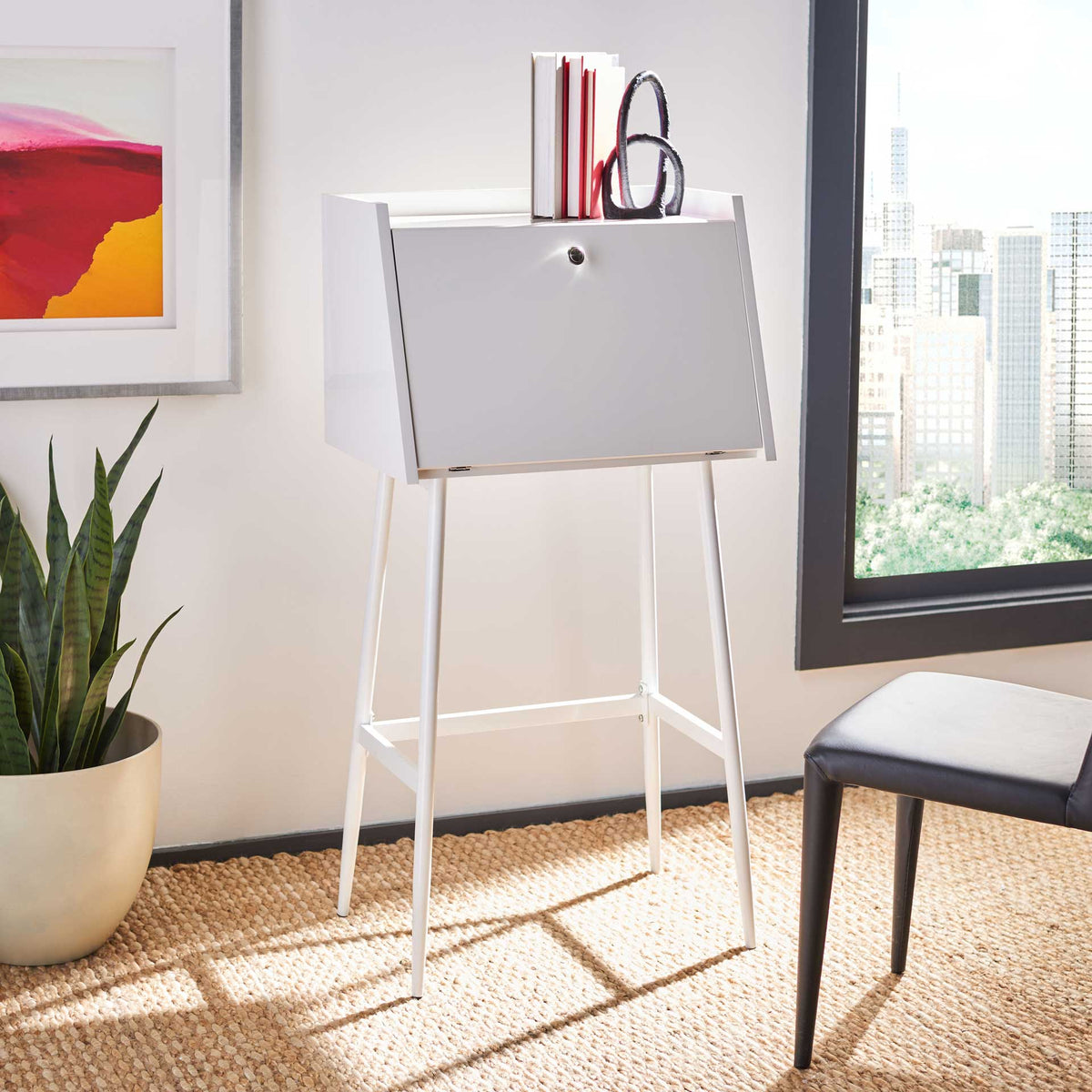 Xavier Modern Secretary Desk White/White