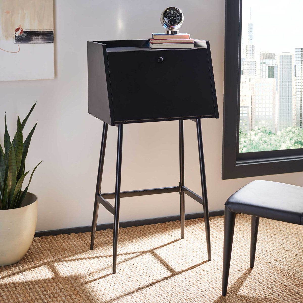 Xavier Modern Secretary Desk Black
