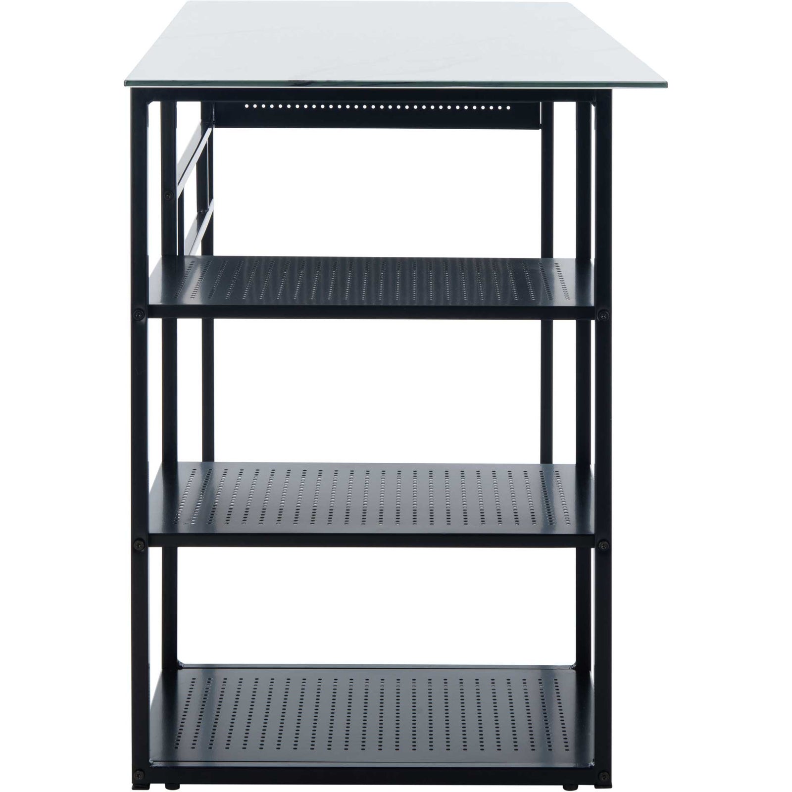 Xylia 3 Shelf Glass Top Desk White/Black