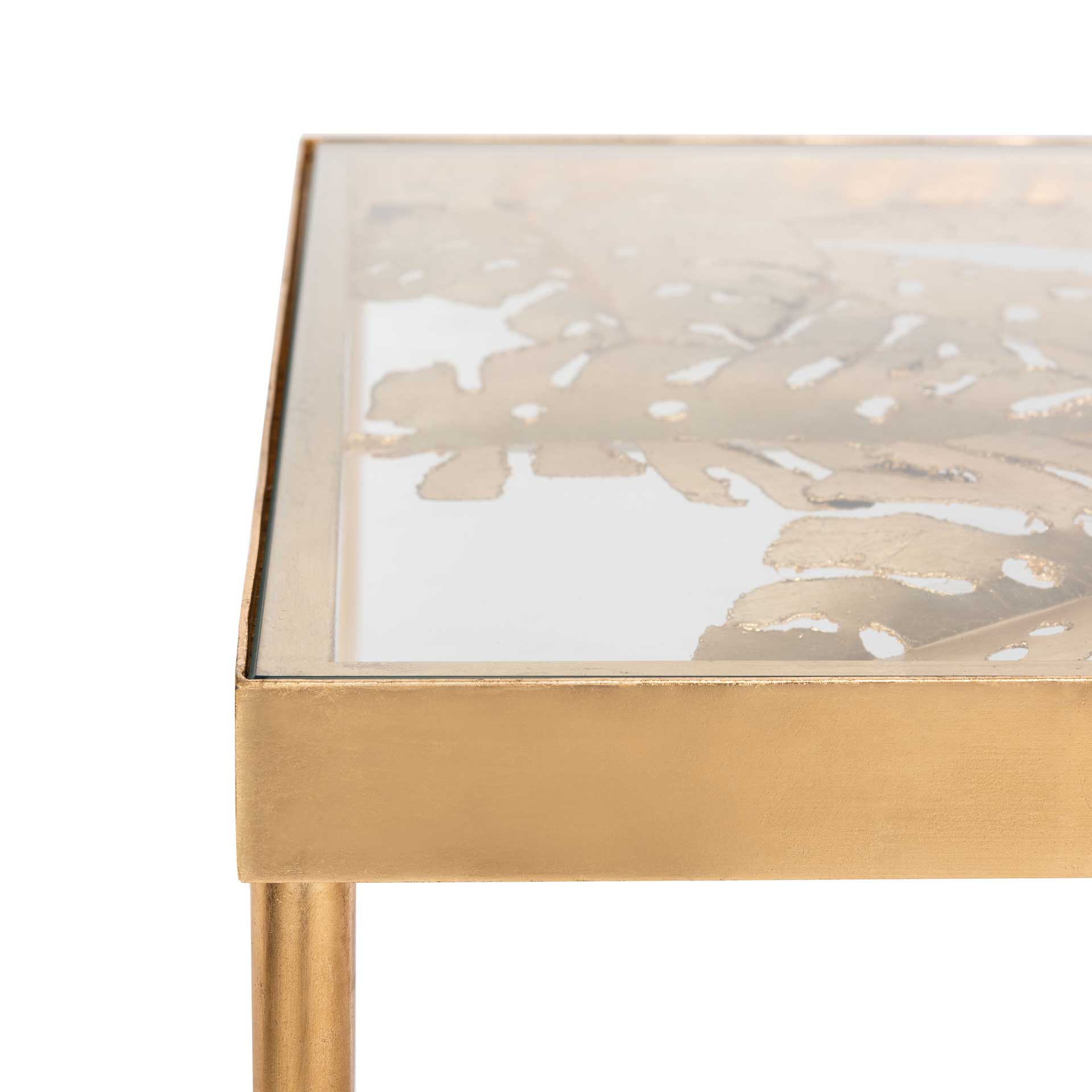 Leonie Palm Leaf Desk Gold/Glass