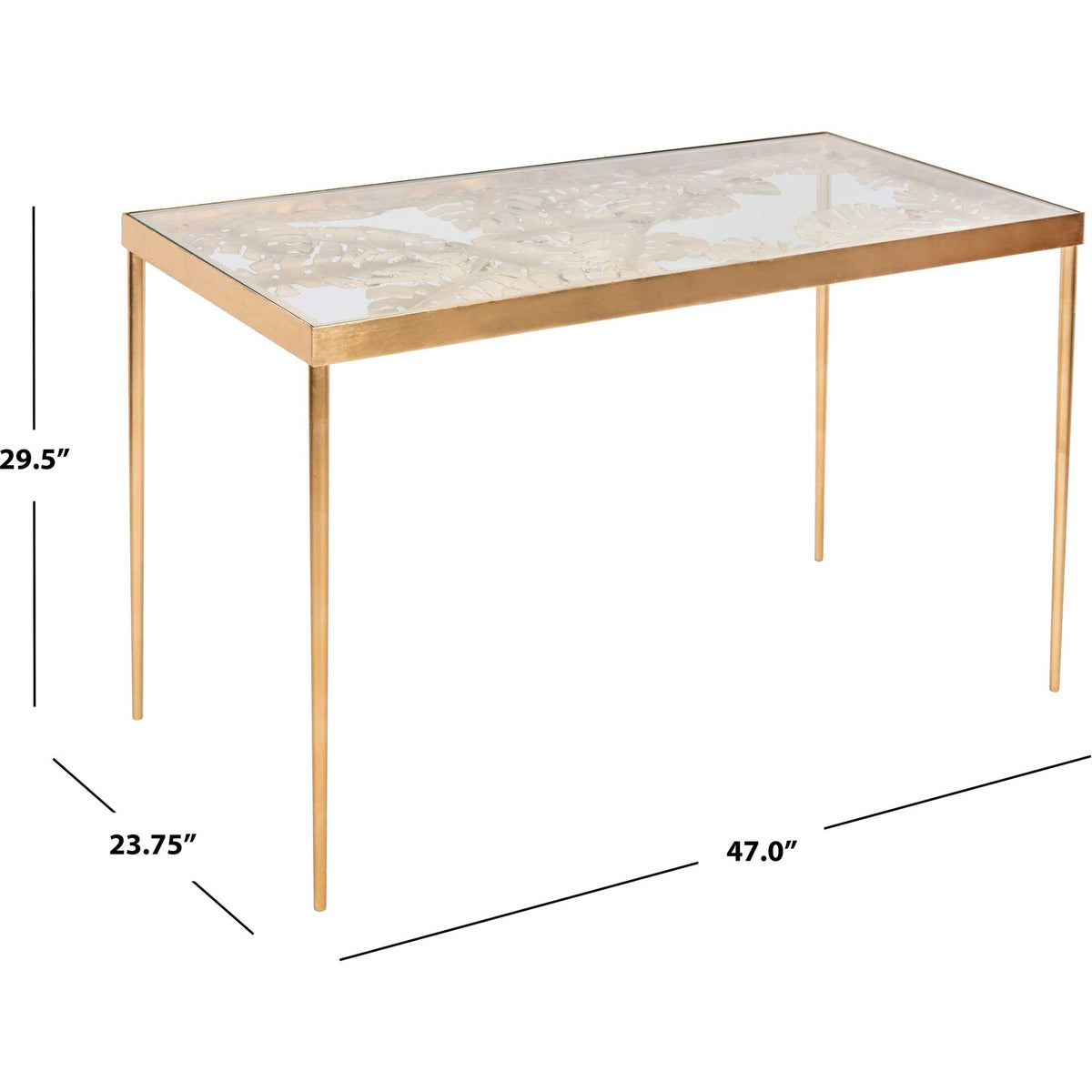 Leonie Palm Leaf Desk Gold/Glass