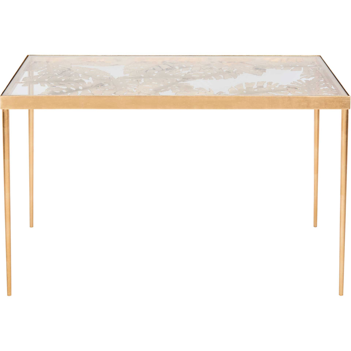 Leonie Palm Leaf Desk Gold/Glass
