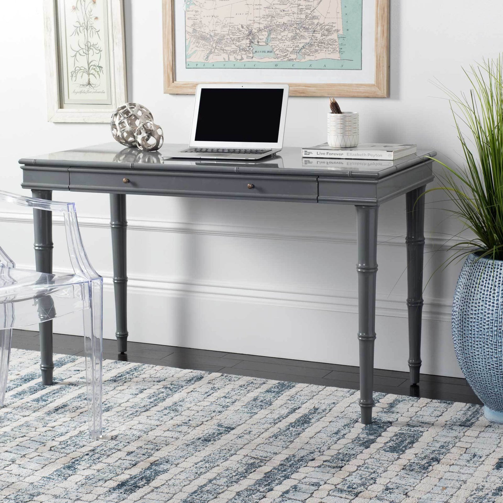 Noemi Coastal Writing Desk Gray