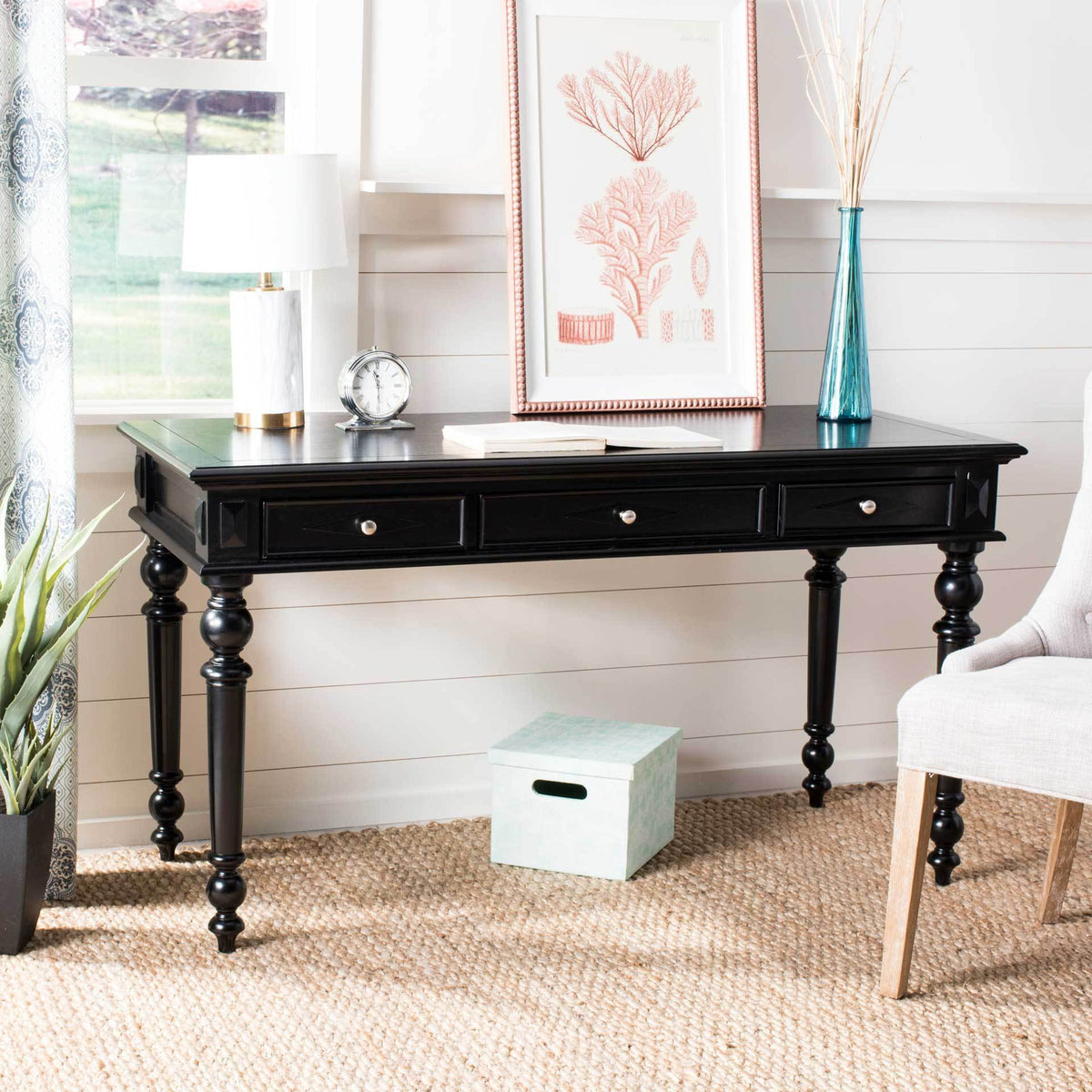 Robert 3 Drawer Desk Black