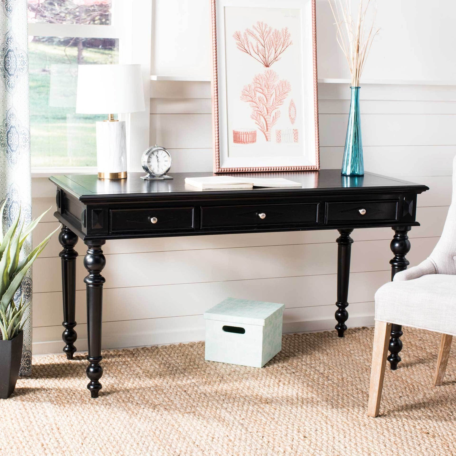 Robert 3 Drawer Desk Black