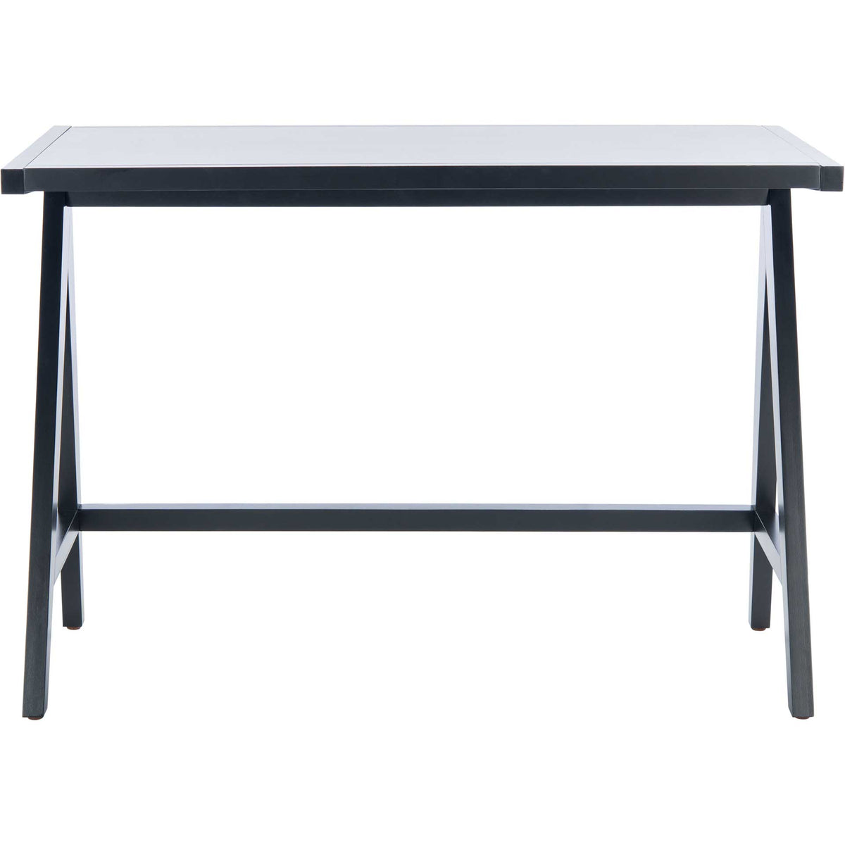 Slim black mahogany desk pairs a rectangular work surface with an open, understated frame. || DSK5001B || front_studio