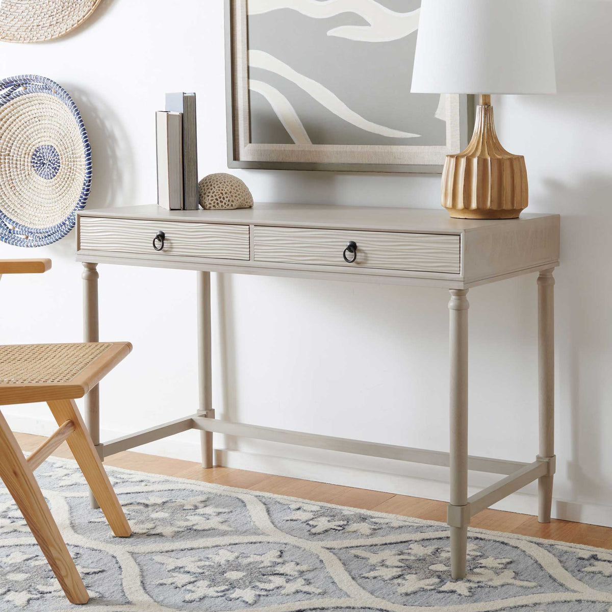 Rhett 2 Drawer Desk Taupe