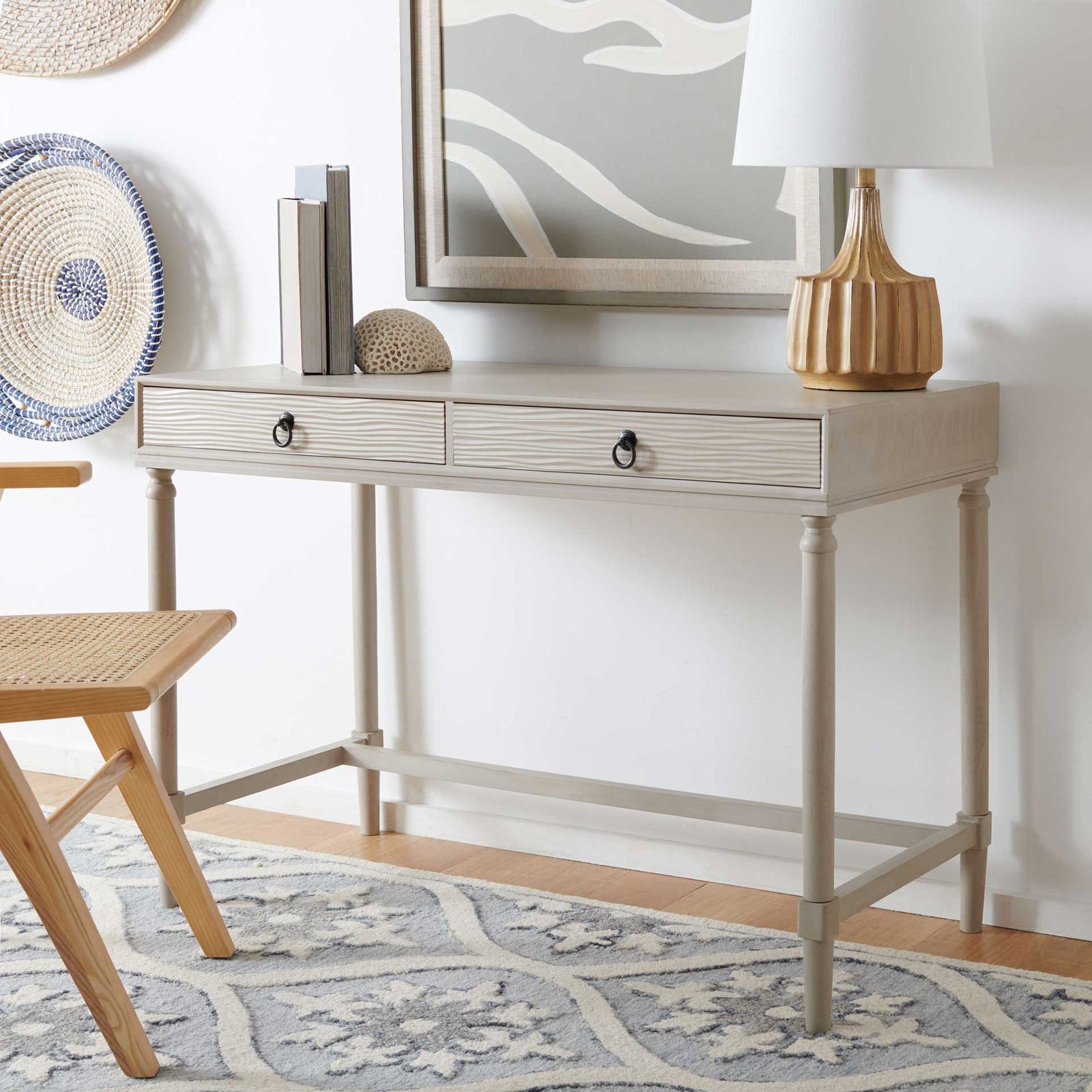 Rhett 2 Drawer Desk Taupe