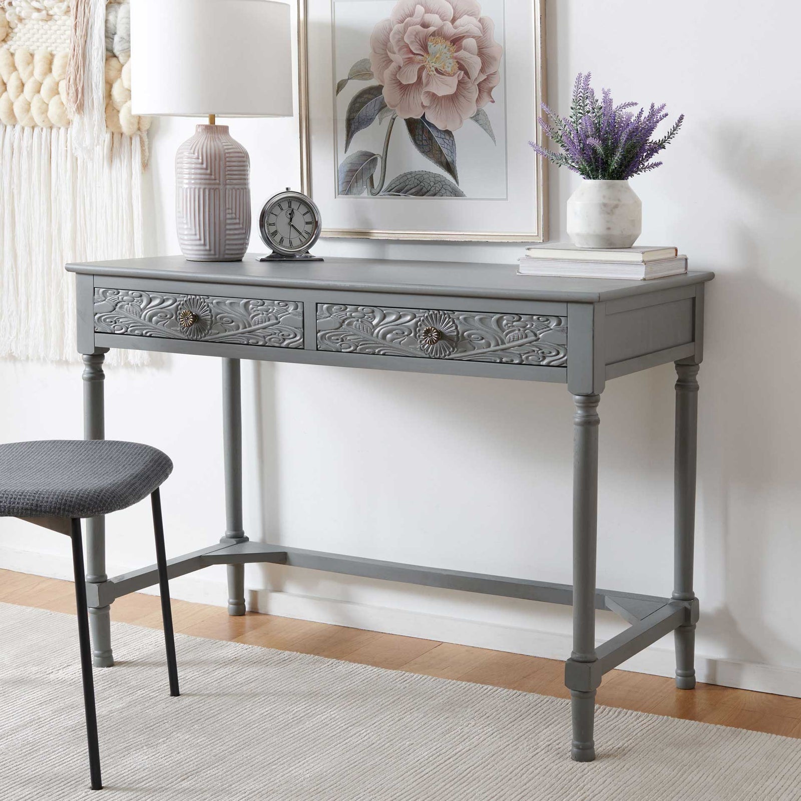 Ryann 2 Drawer Desk Distressed Gray