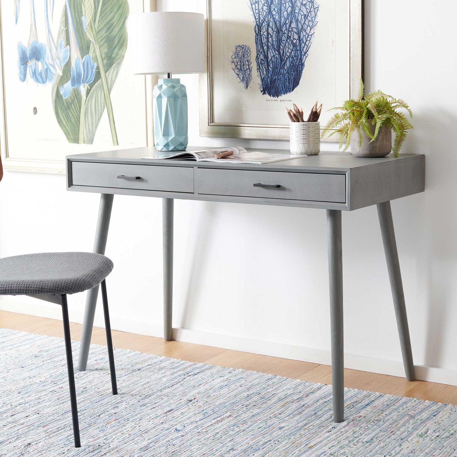 Odael 2 Drawer Desk Distressed Gray