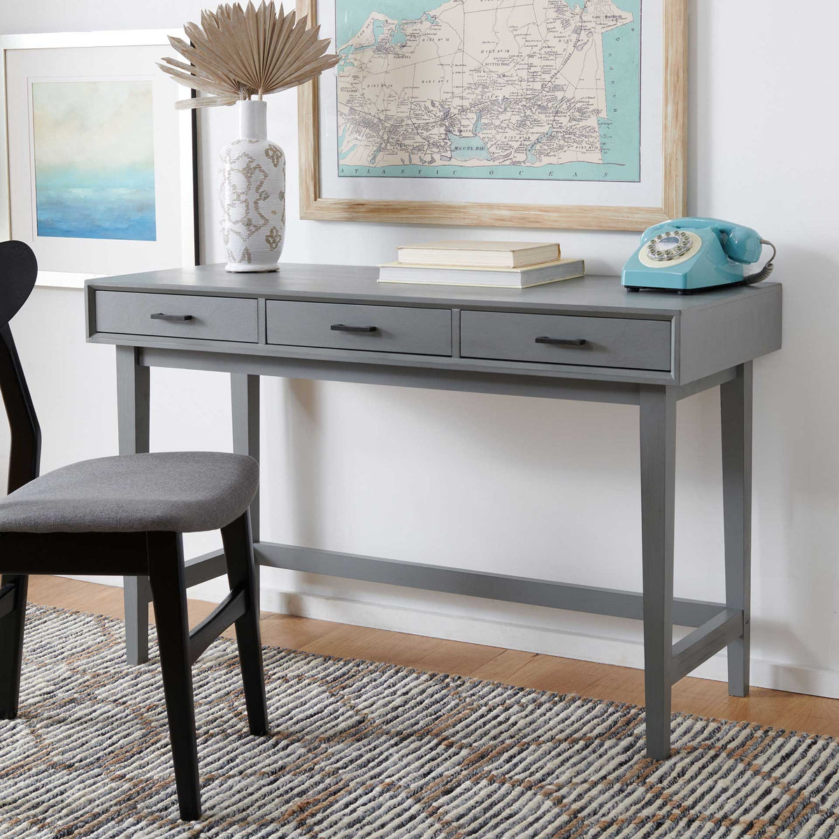 Harkin 3 Drawer Desk Distressed Gray