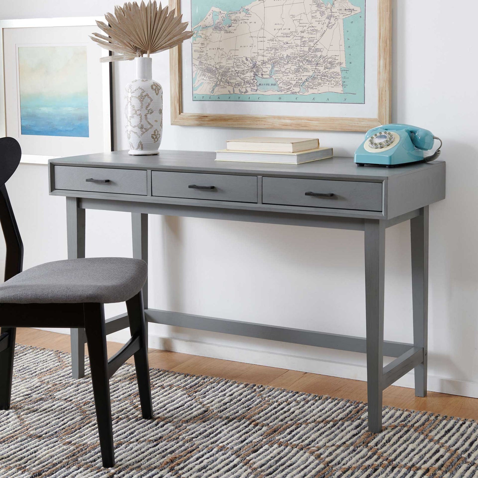 Harkin 3 Drawer Desk Distressed Gray