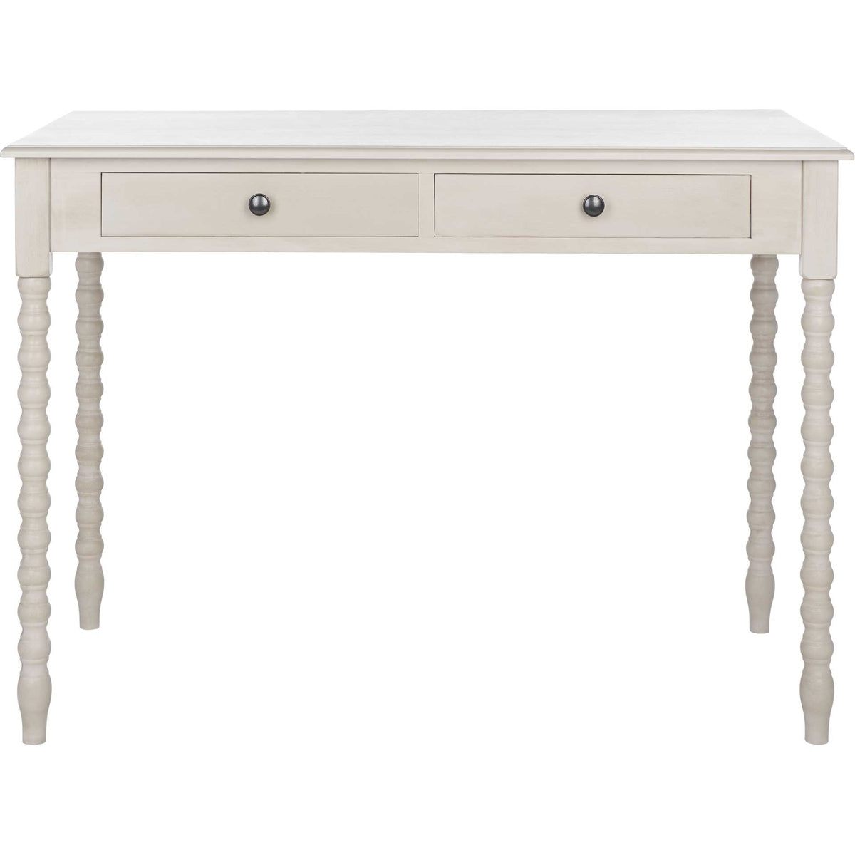 Two inset drawers with dark knobs sit beneath the spacious top of this slender desk || DSK5711C || front_studio