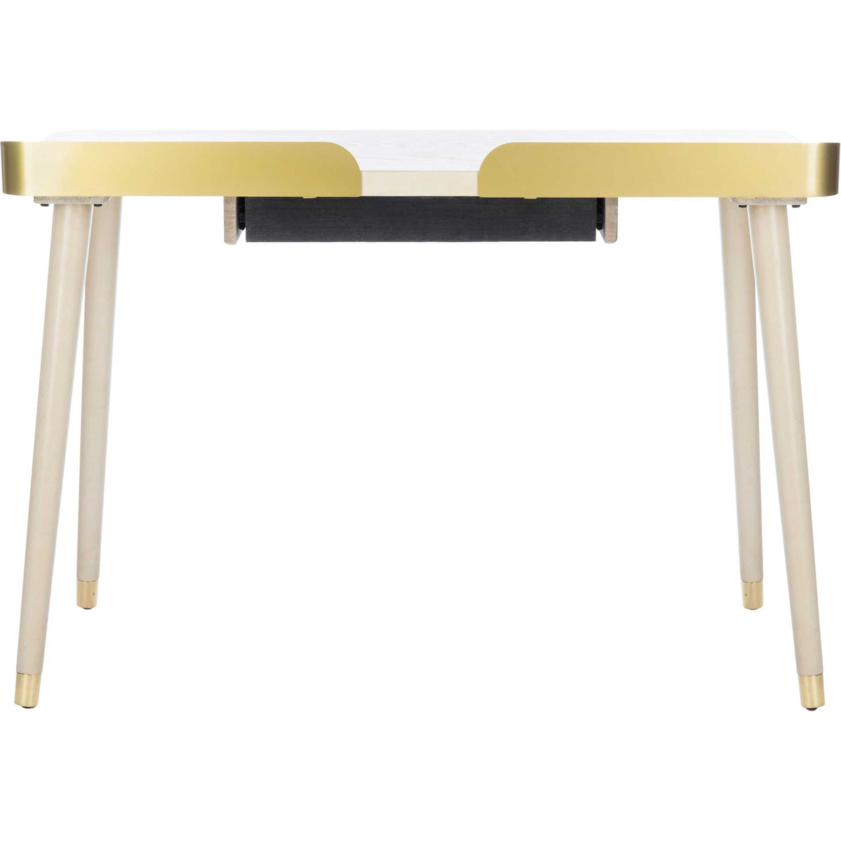 Paula 1 Drawer Desk White Washed/Gold