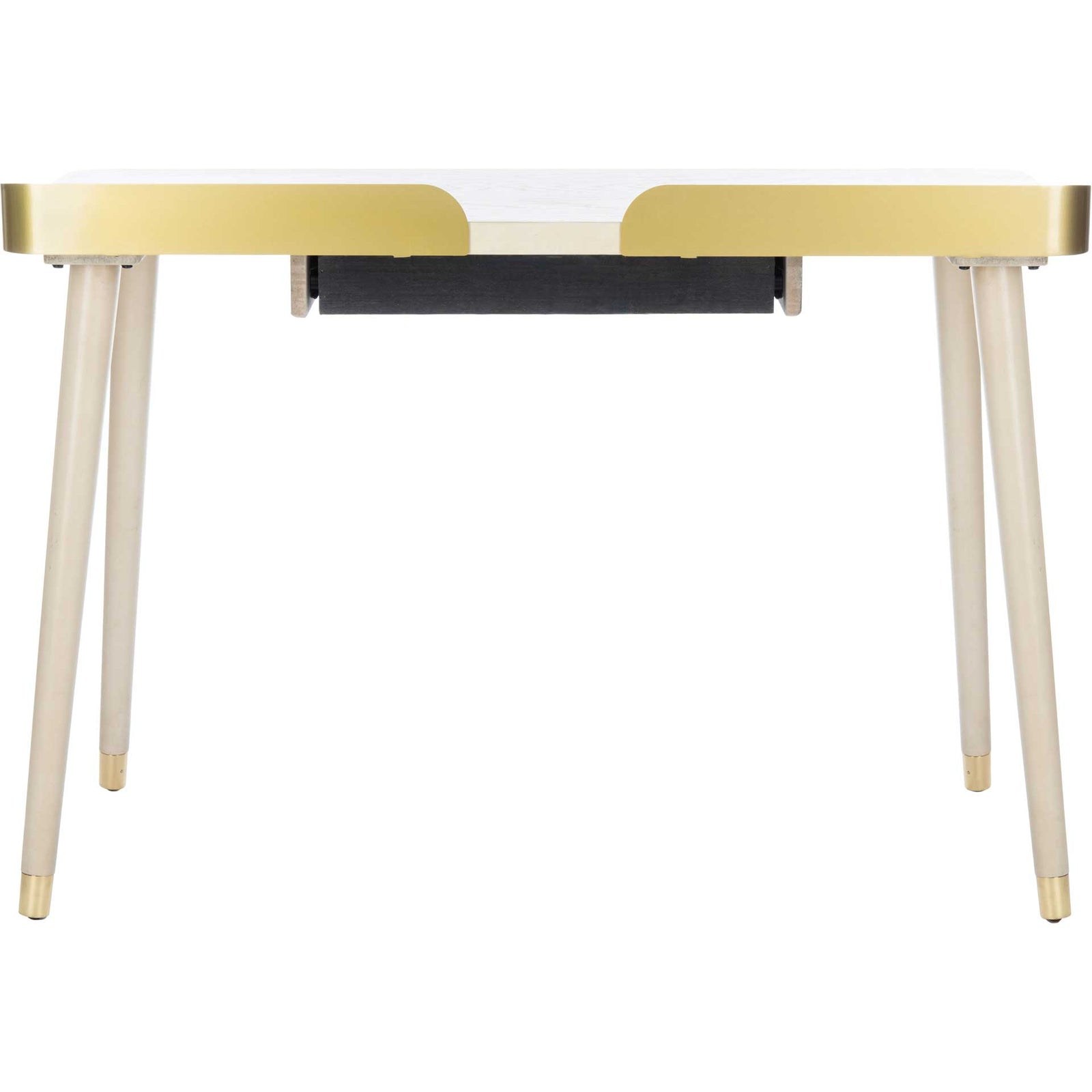 Paula 1 Drawer Desk White Washed/Gold