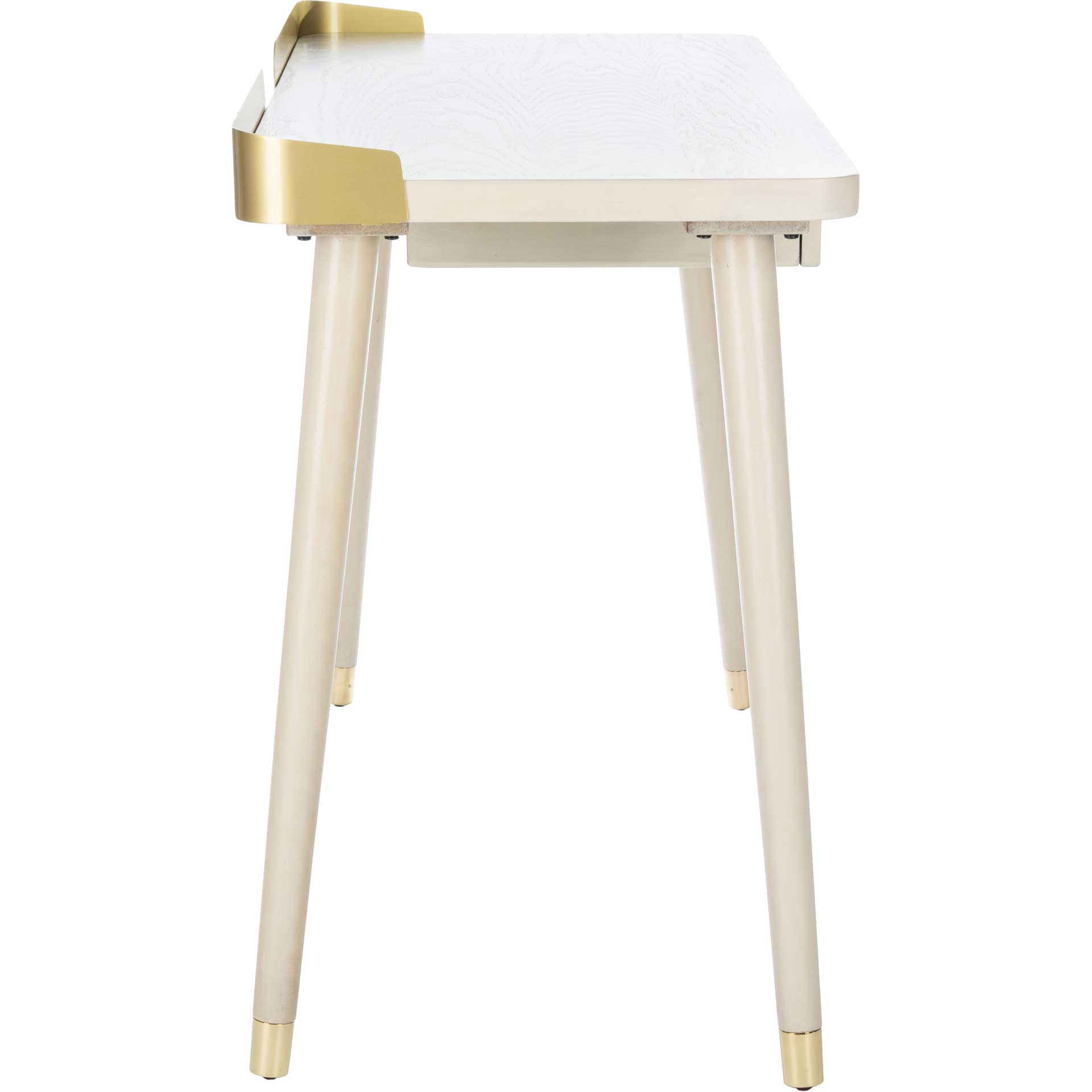 Paula 1 Drawer Desk White Washed/Gold - Froy.com