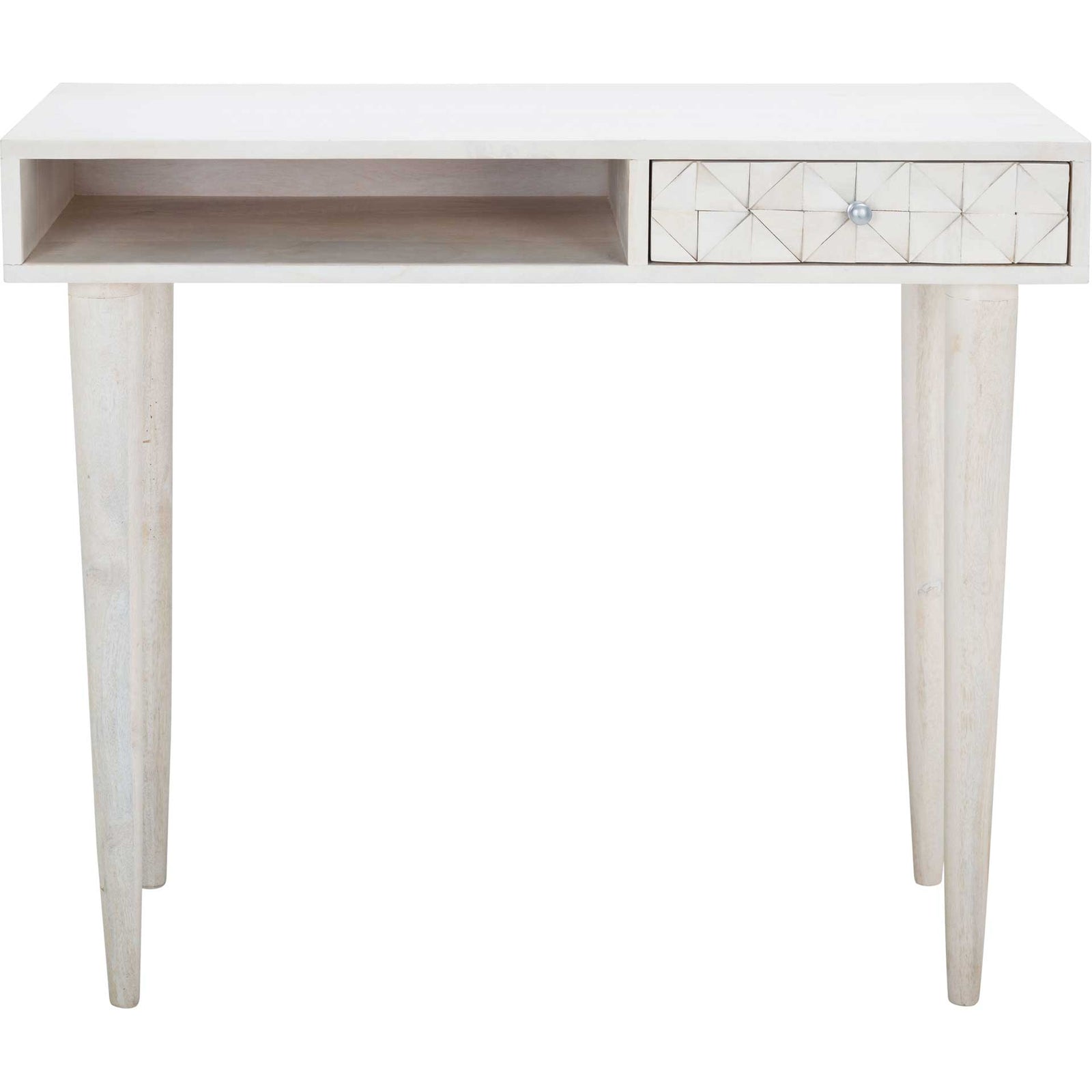 Zion Desk White Wash/Silver