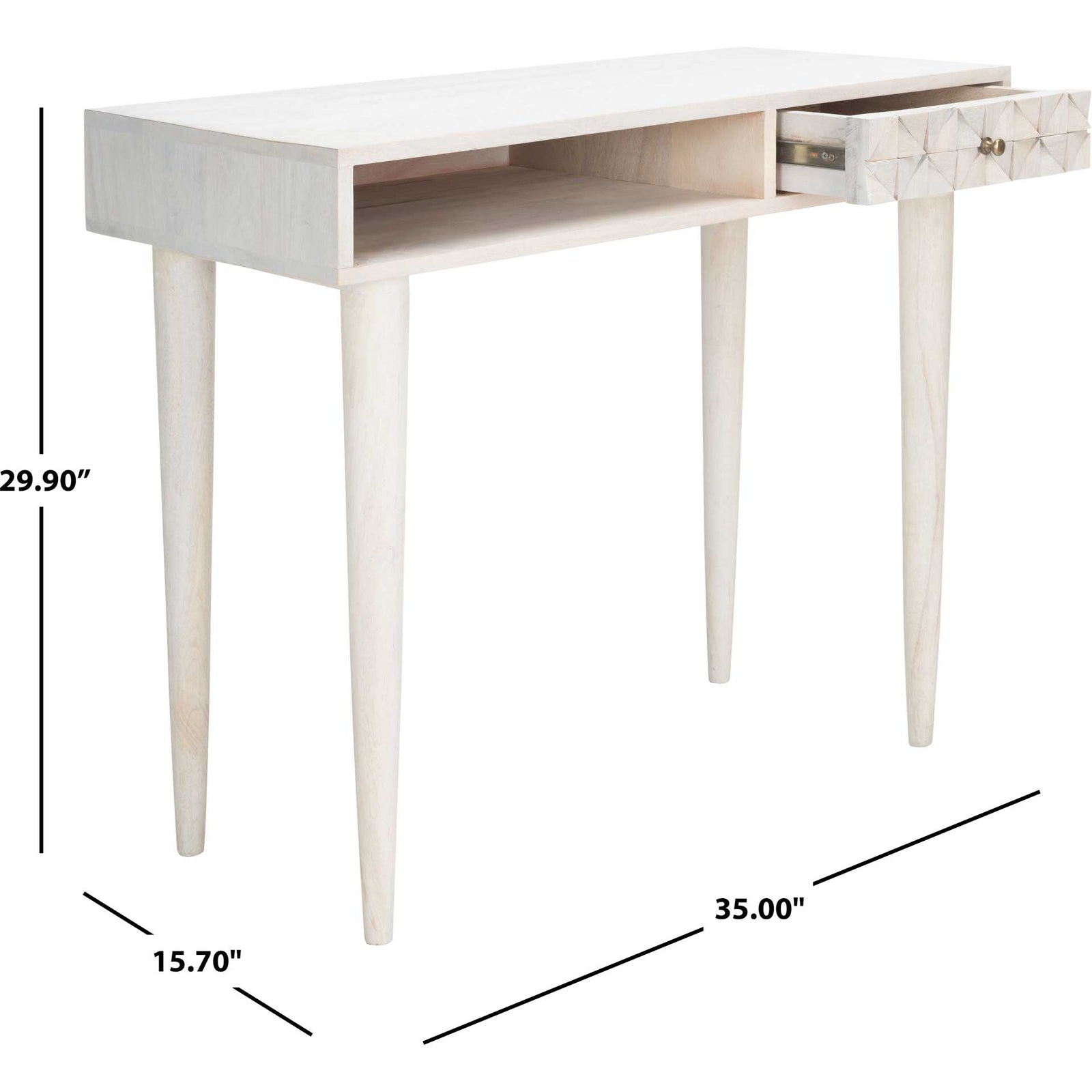 Zion Desk White Wash/Brass
