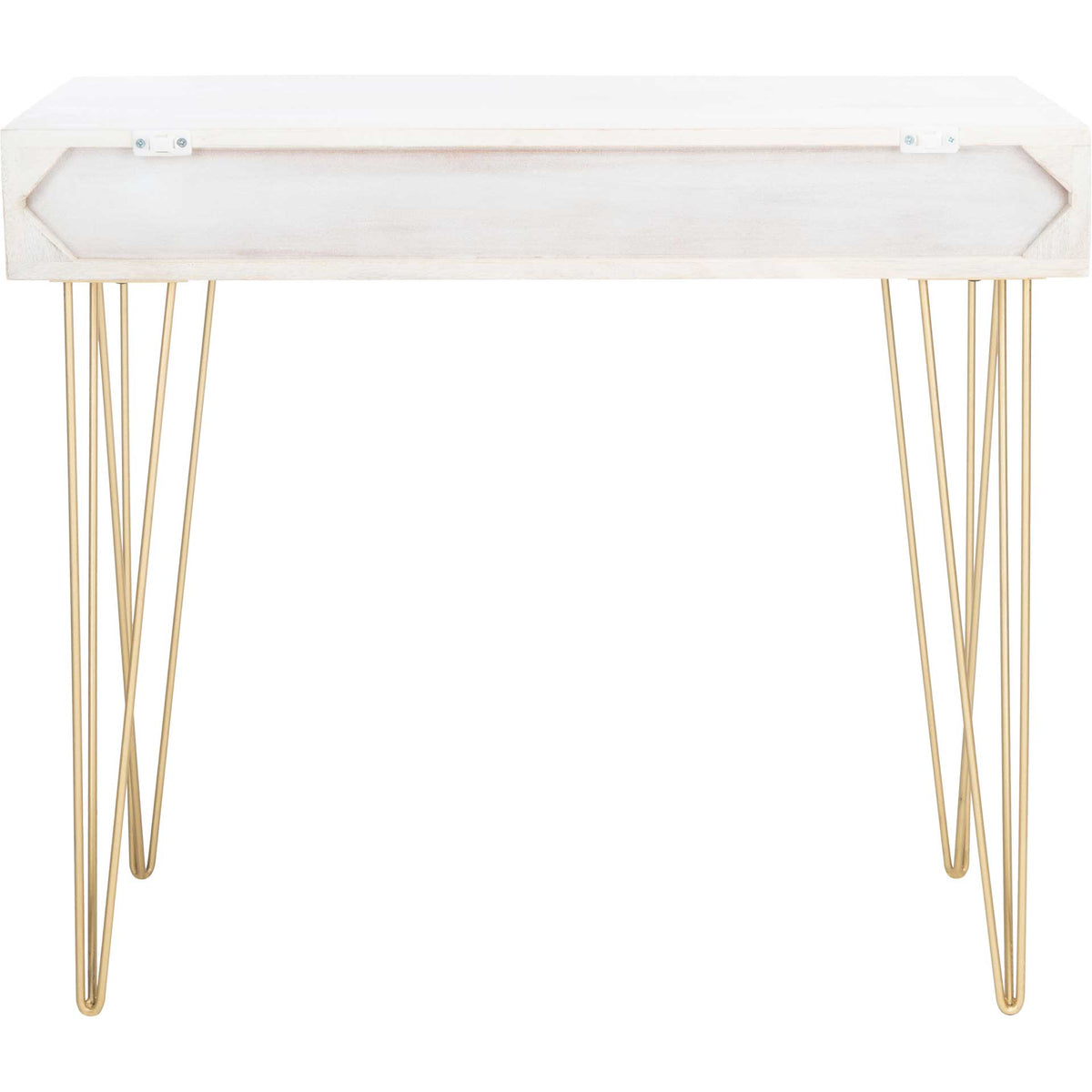 Macey Desk White Wash/Brass