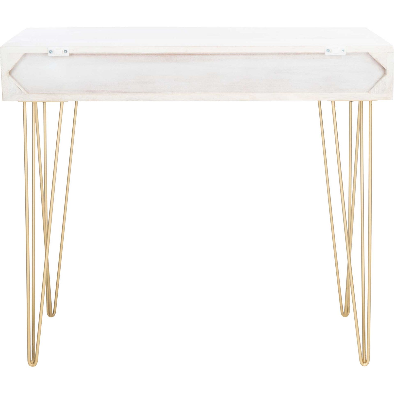 Macey Desk White Wash/Brass