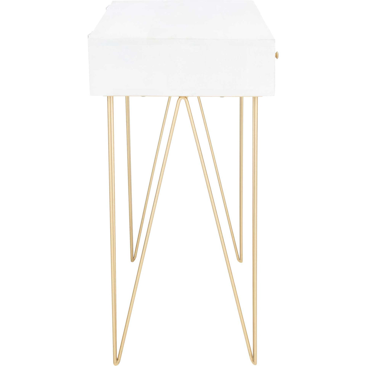 Macey Desk White Wash/Brass