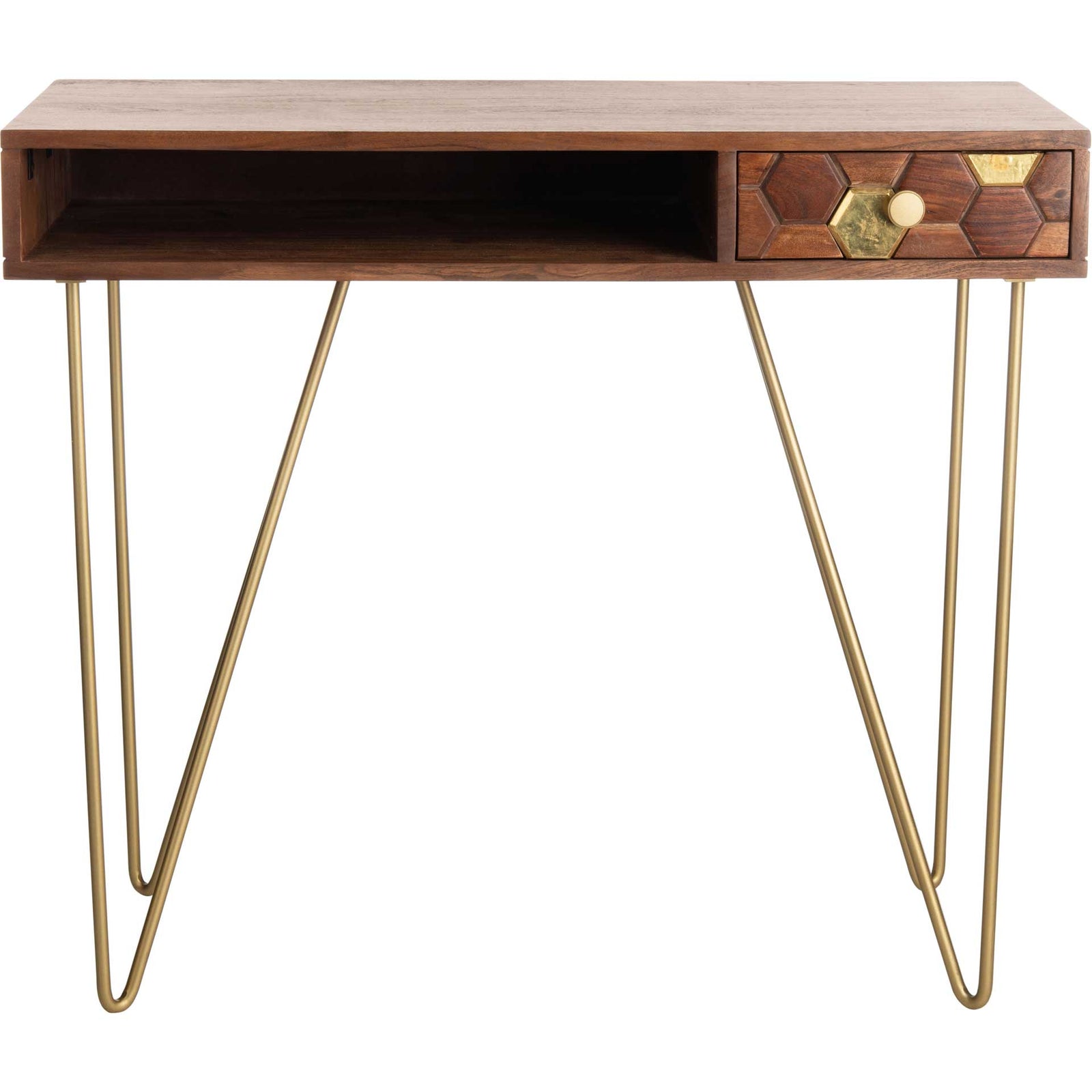 Ray Desk Walnut/Brass