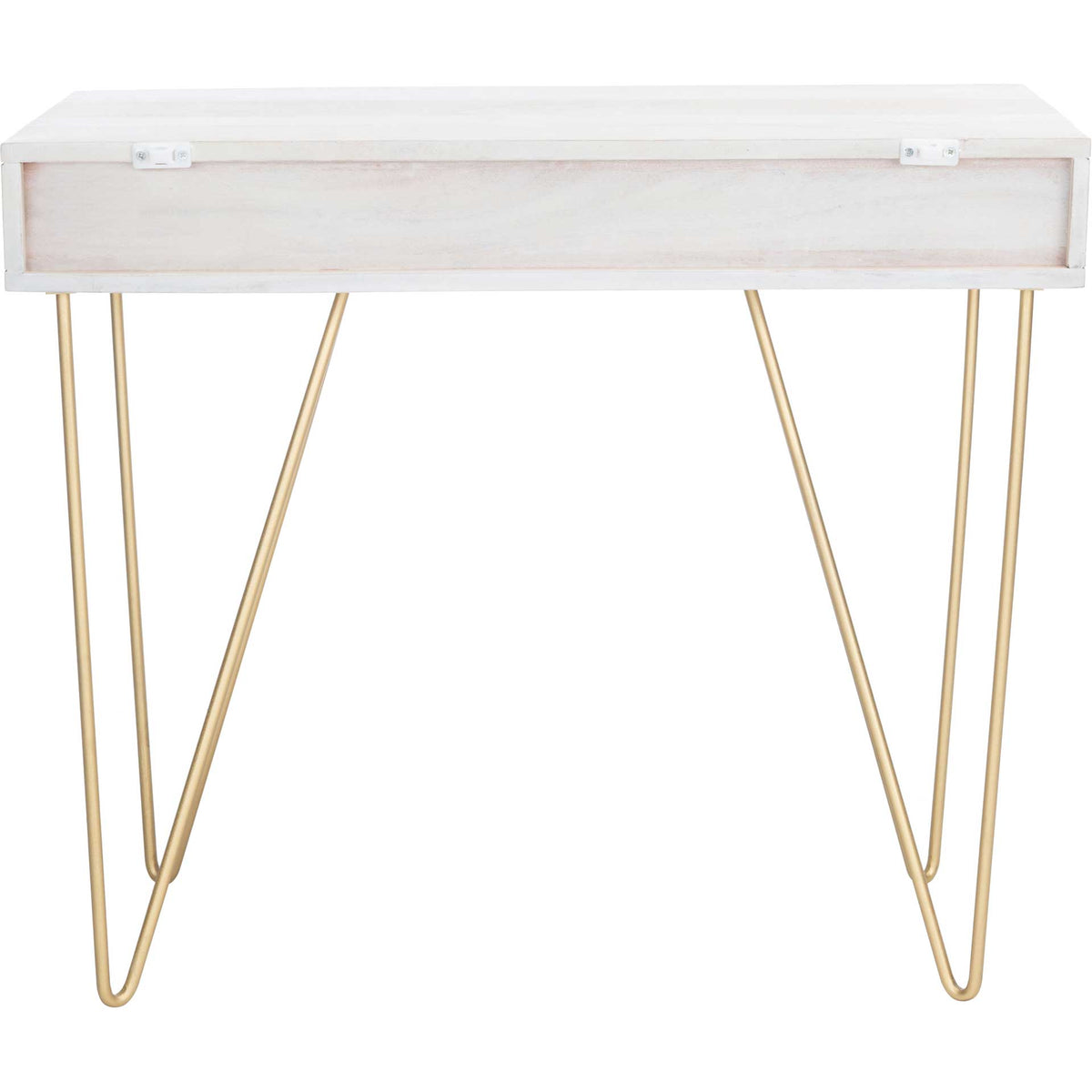 Ray Desk White Wash/Brass