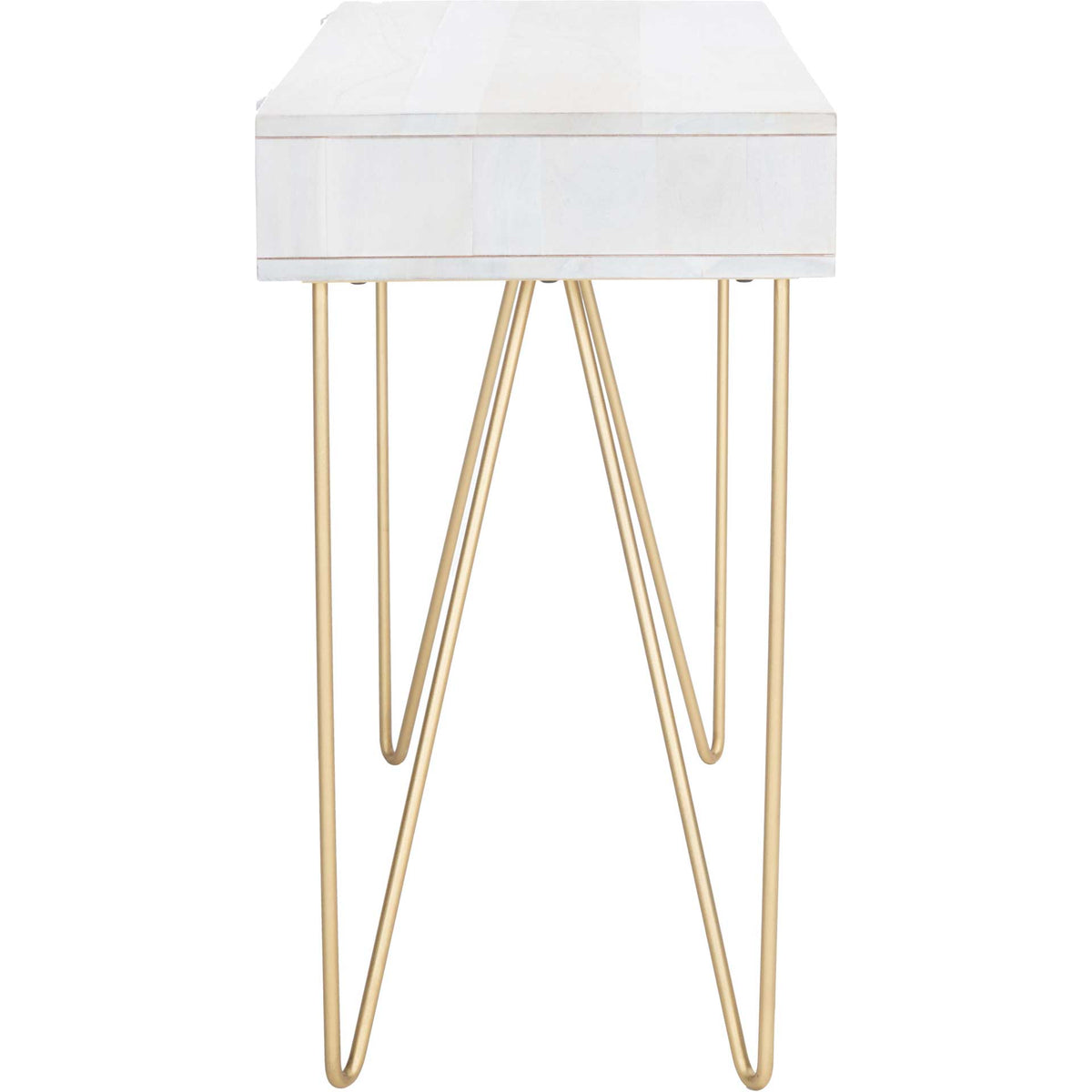 Ray Desk White Wash/Brass