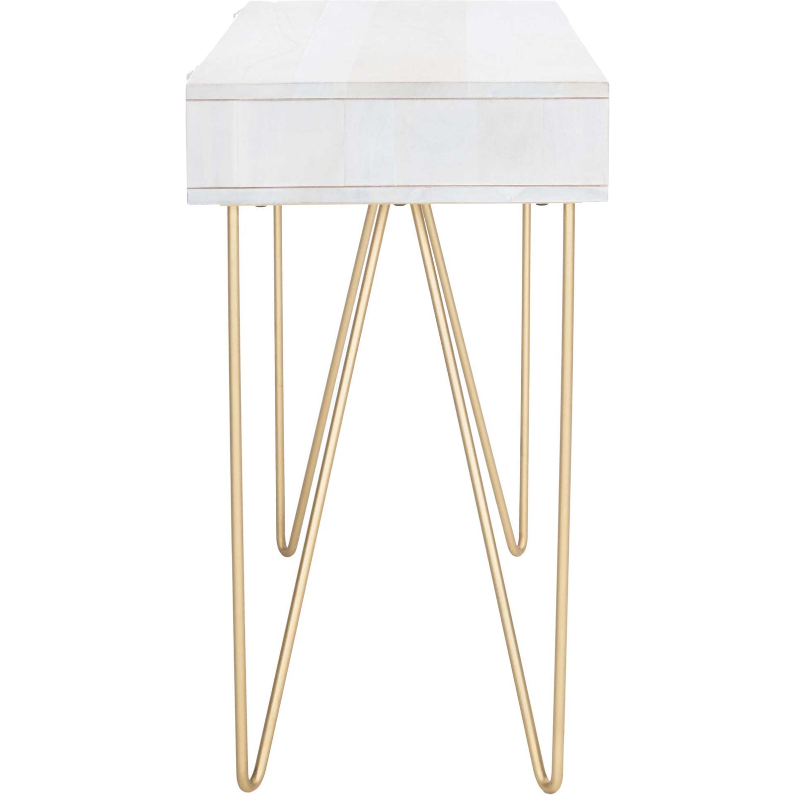Ray Desk White Wash/Brass