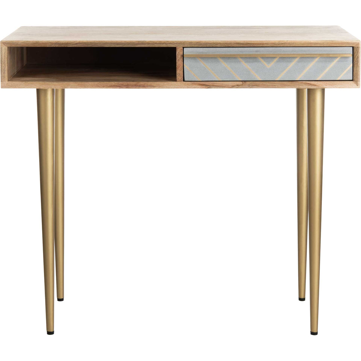 Lester Desk Natural/Cement/Brass