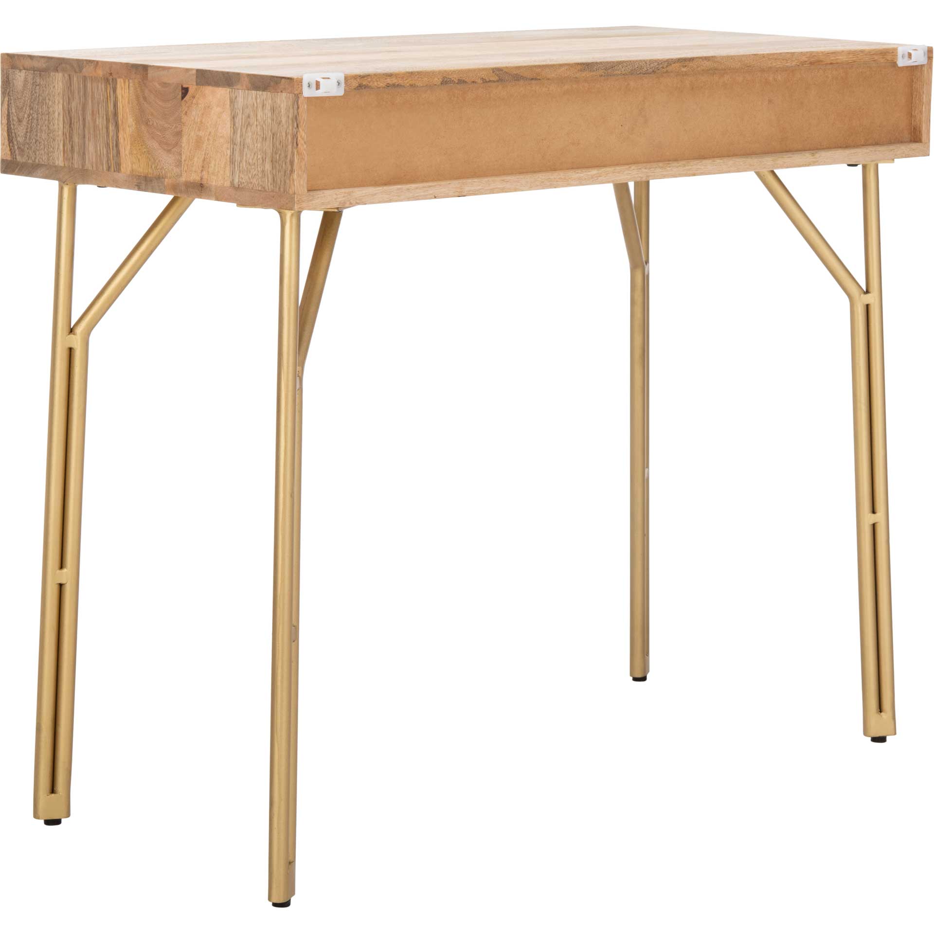 Lian 2 Drawer Desk Natural/Brass