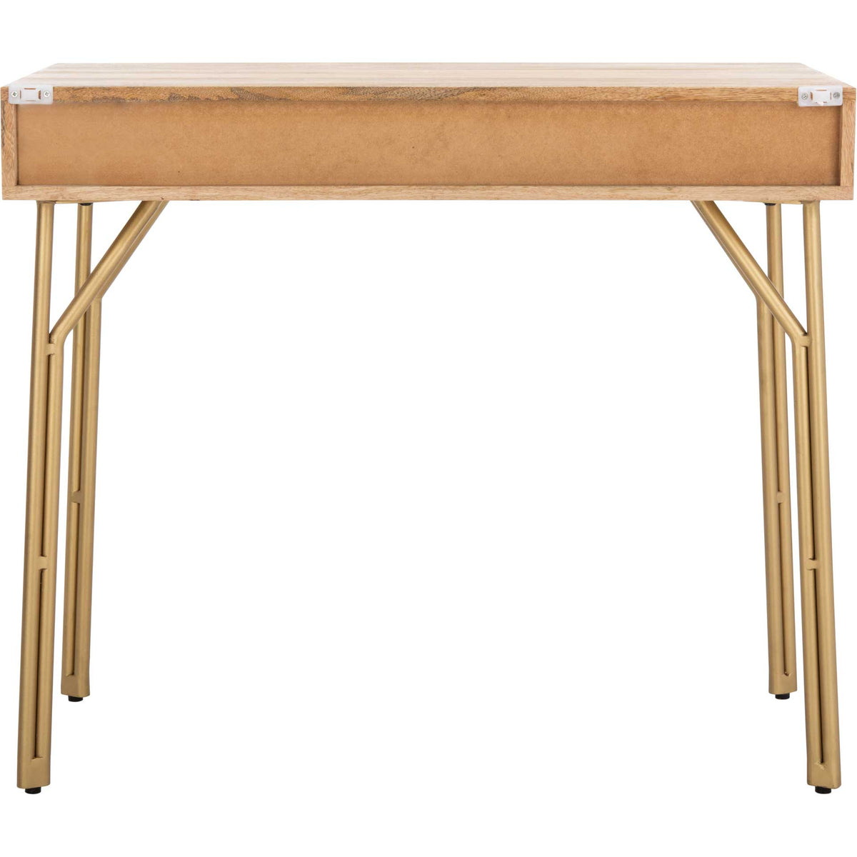 Lian 2 Drawer Desk Natural/Brass