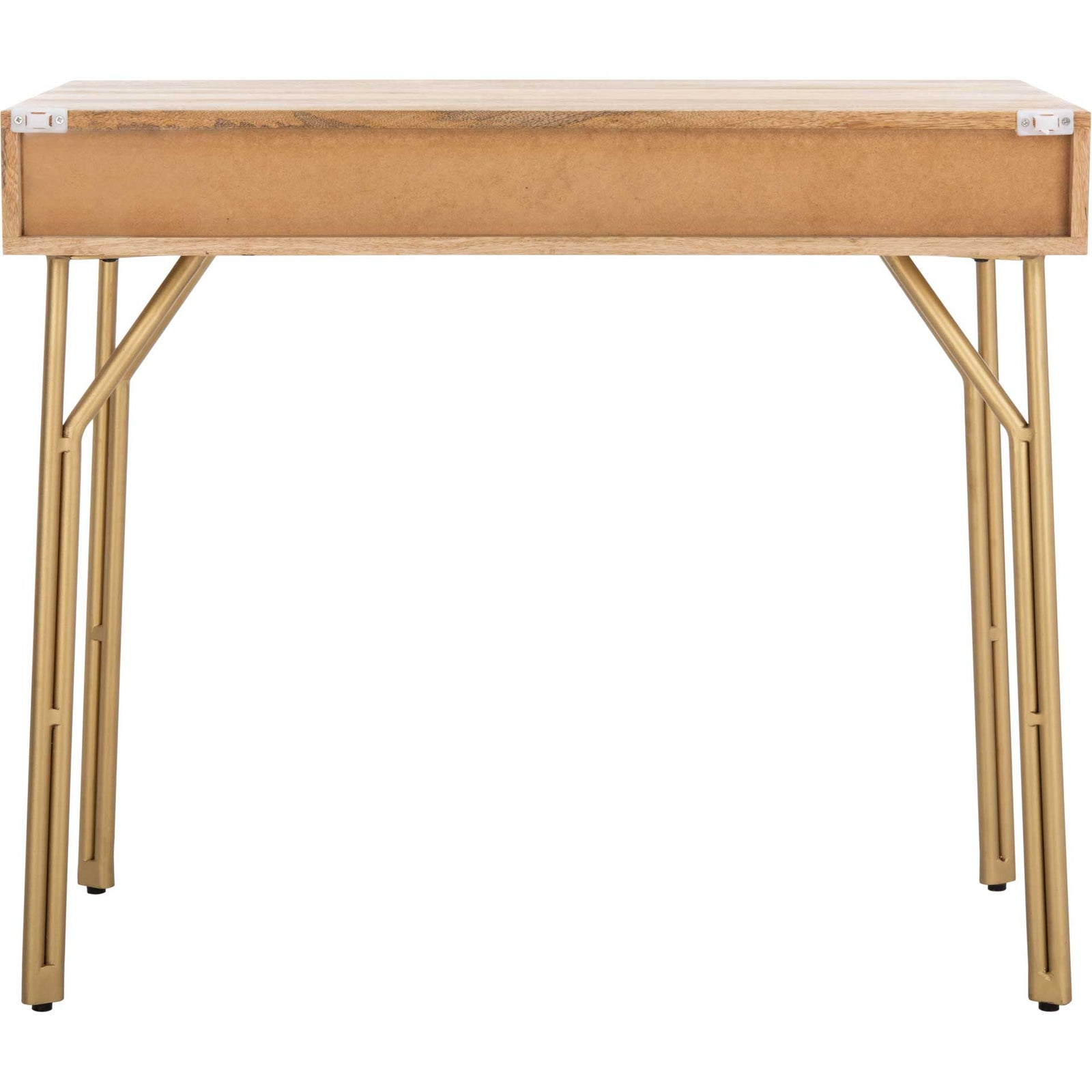 Lian 2 Drawer Desk Natural/Brass