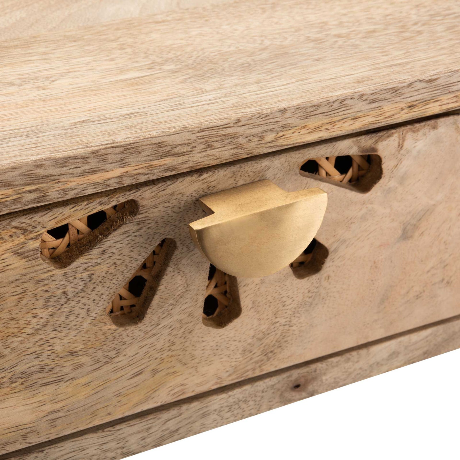 Lian 2 Drawer Desk Natural/Brass