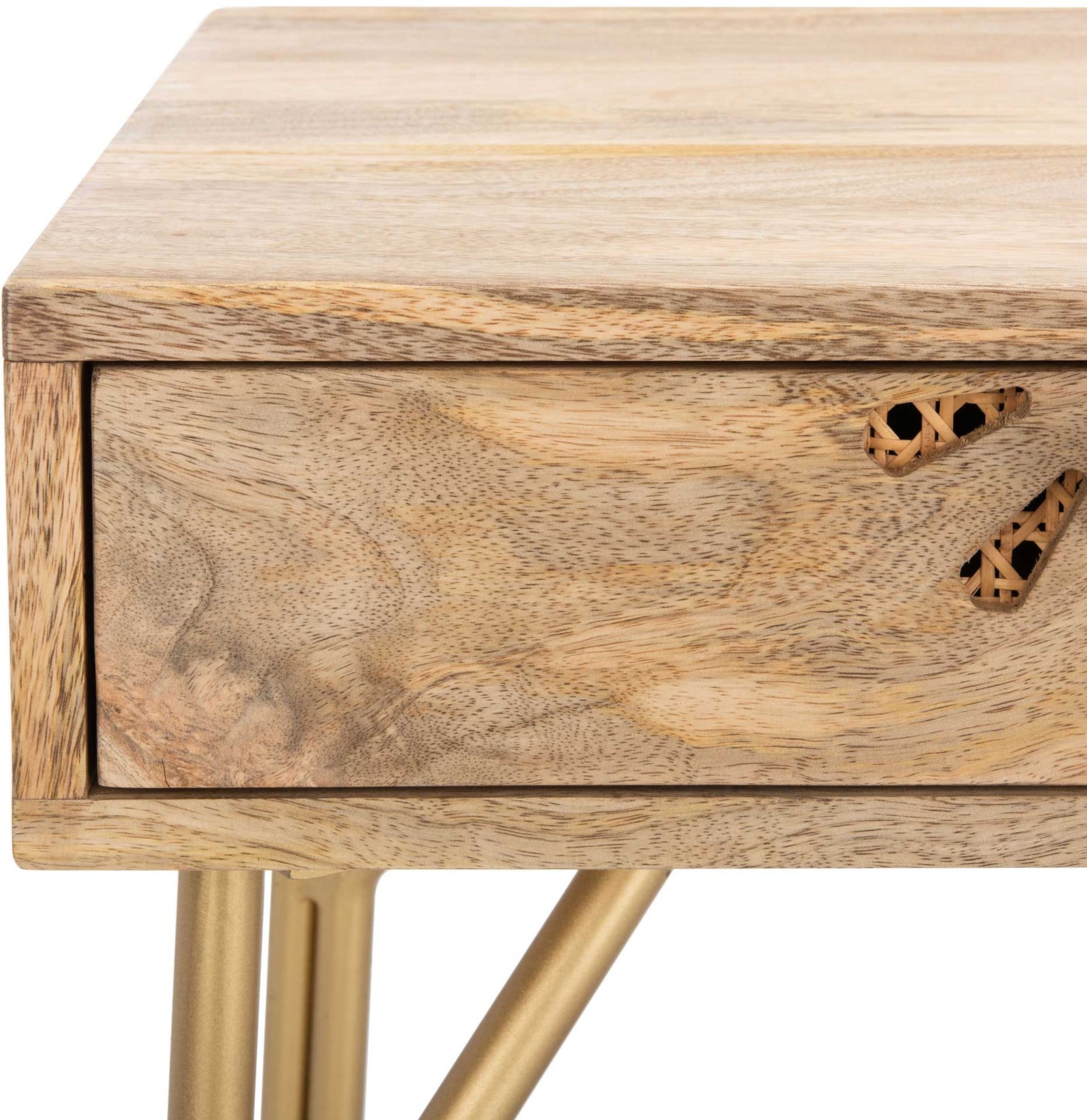 Lian 2 Drawer Desk Natural/Brass