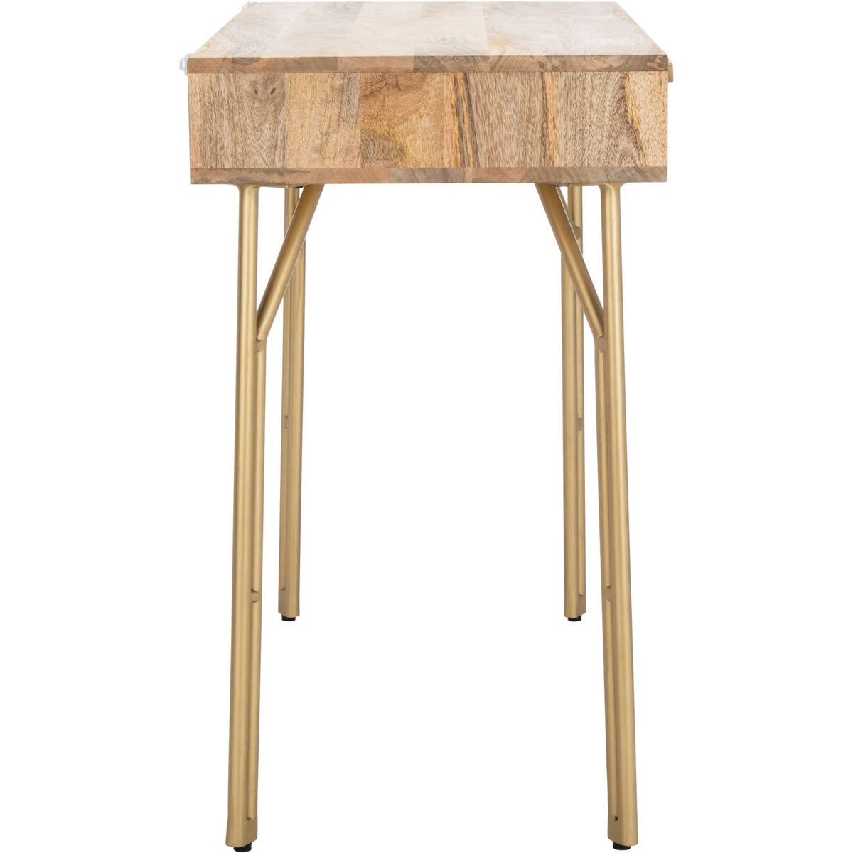Lian 2 Drawer Desk Natural/Brass
